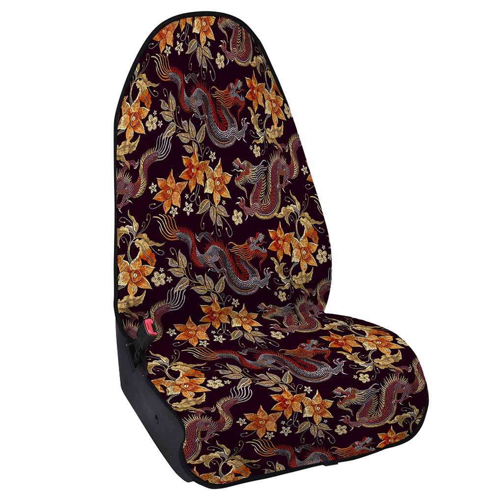 Vintage Dragon Flower Pattern Print Waterproof Car Seat Cover
