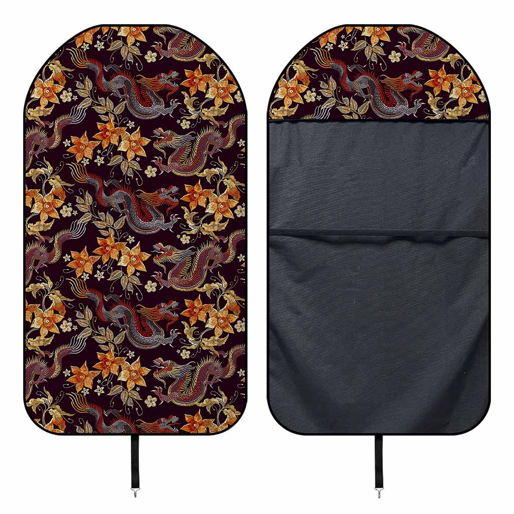 Vintage Dragon Flower Pattern Print Waterproof Car Seat Cover