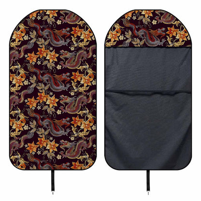 Vintage Dragon Flower Pattern Print Waterproof Car Seat Cover