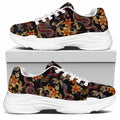 Vintage Dragon Flower Pattern Print White Chunky Shoes
