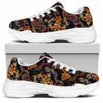 Vintage Dragon Flower Pattern Print White Chunky Shoes