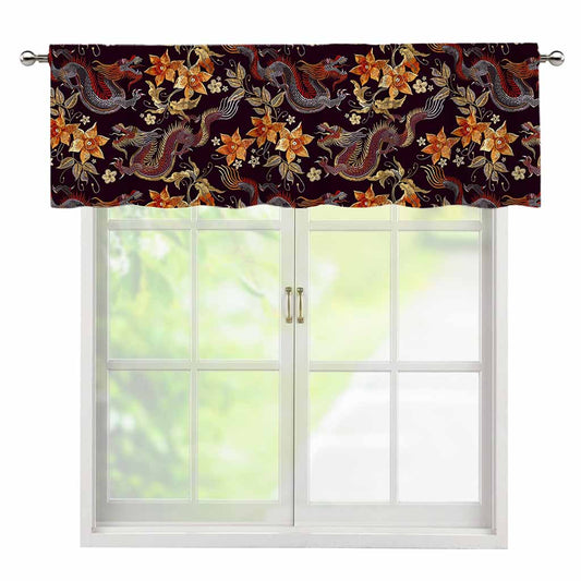 Vintage Dragon Flower Pattern Print Window Valance