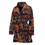 Vintage Dragon Flower Pattern Print Women's Bathrobe