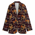Vintage Dragon Flower Pattern Print Women's Blazer