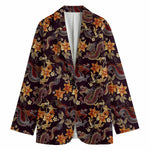 Vintage Dragon Flower Pattern Print Women's Blazer