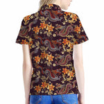 Vintage Dragon Flower Pattern Print Women's Polo Shirt