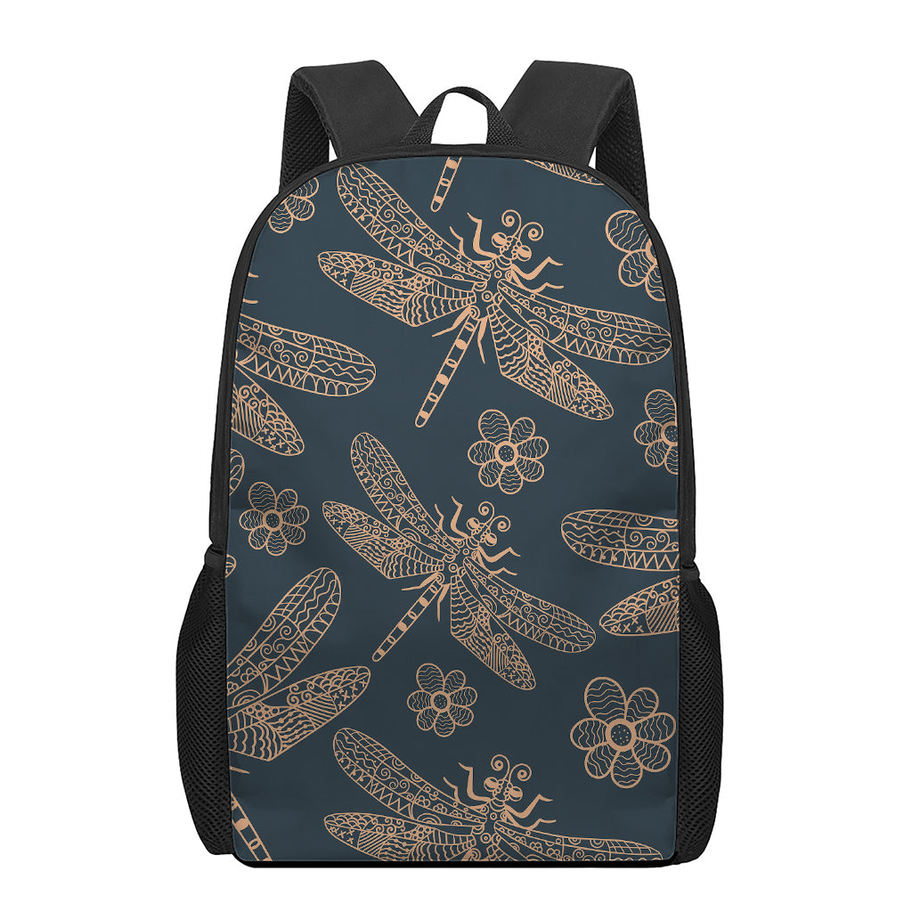 Vintage Dragonfly Pattern Print 17 Inch Backpack