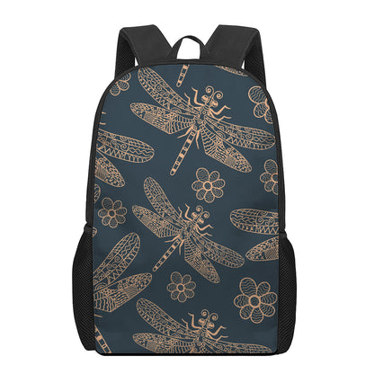 Vintage Dragonfly Pattern Print 17 Inch Backpack