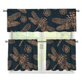 Vintage Dragonfly Pattern Print 3 Piece Kitchen Curtains