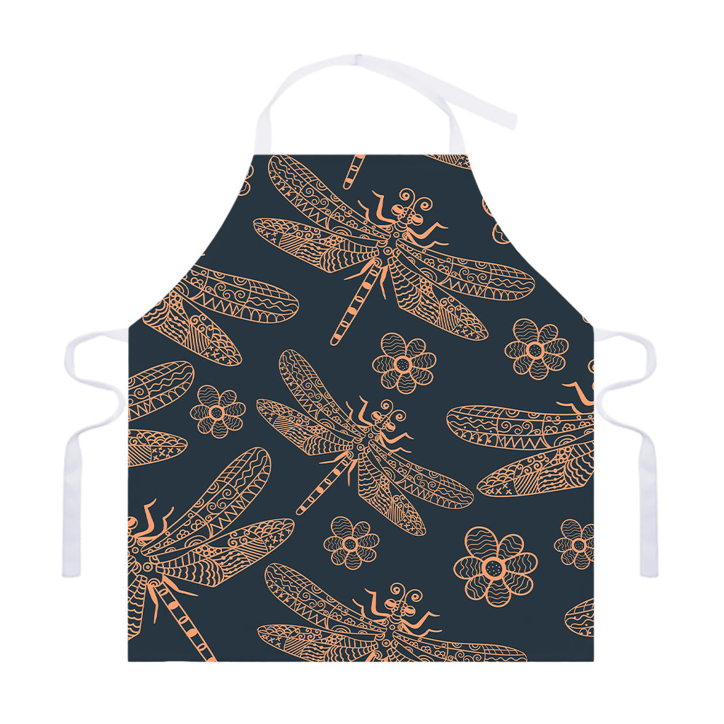 Vintage Dragonfly Pattern Print Adjustable Apron