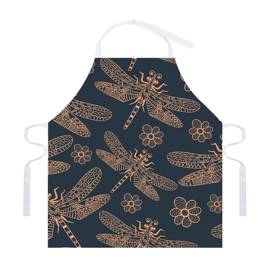 Vintage Dragonfly Pattern Print Adjustable Apron