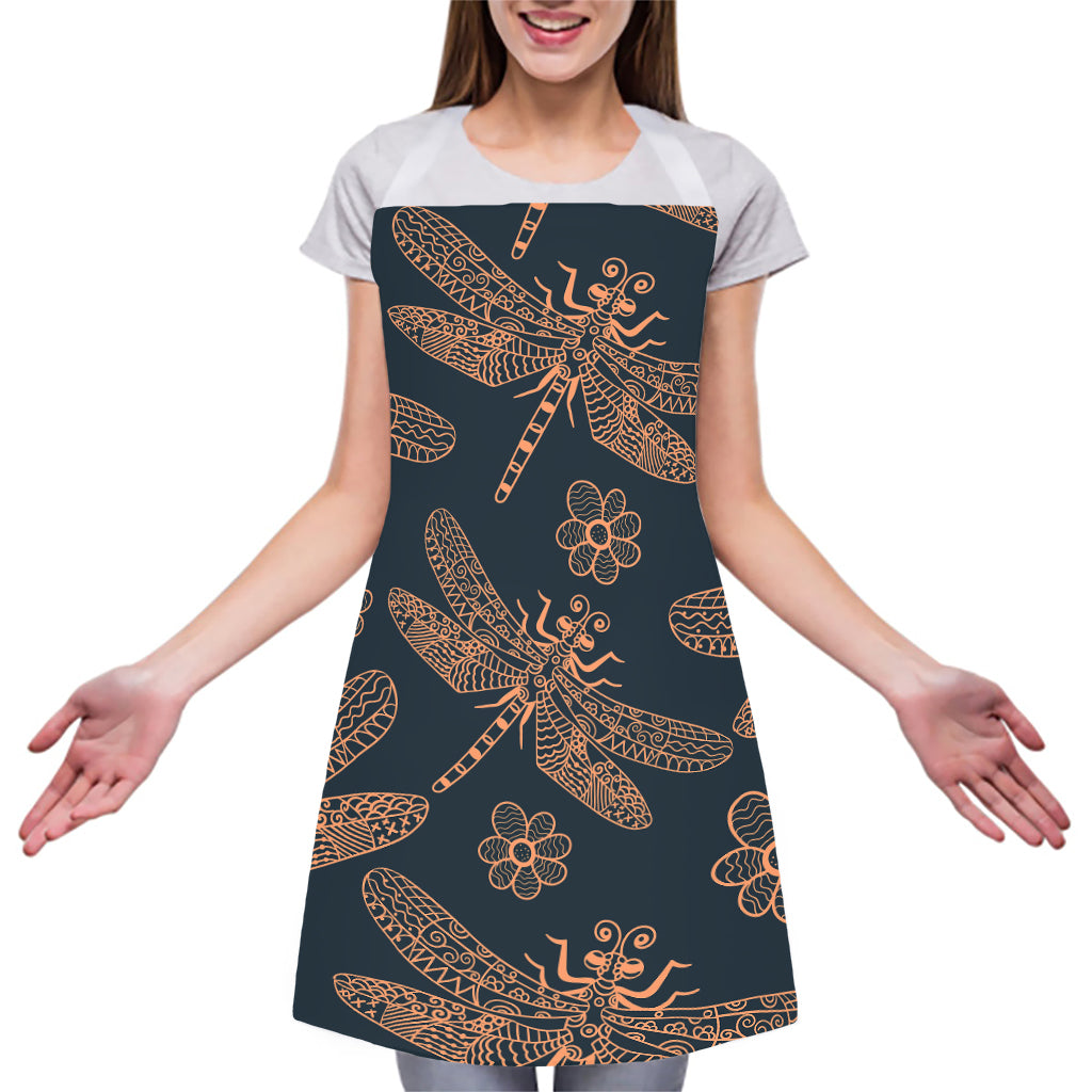 Vintage Dragonfly Pattern Print Adjustable Apron