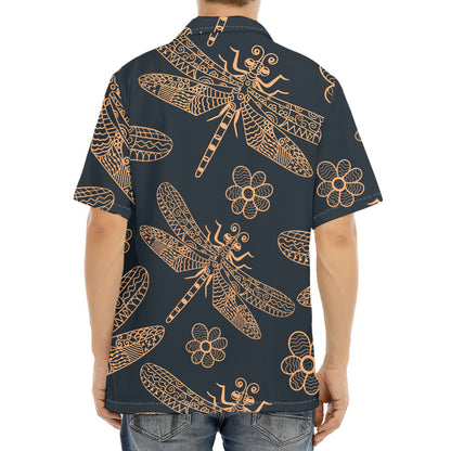 Vintage Dragonfly Pattern Print Aloha Shirt