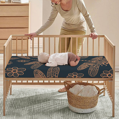 Vintage Dragonfly Pattern Print Baby Crib Sheet
