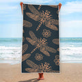 Vintage Dragonfly Pattern Print Beach Towel