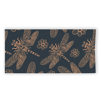 Vintage Dragonfly Pattern Print Beach Towel