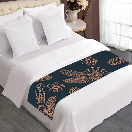 Vintage Dragonfly Pattern Print Bed Runner