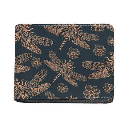 Vintage Dragonfly Pattern Print Bifold Wallet