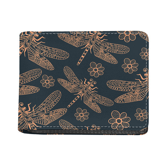 Vintage Dragonfly Pattern Print Bifold Wallet