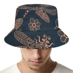 Vintage Dragonfly Pattern Print Bucket Hat
