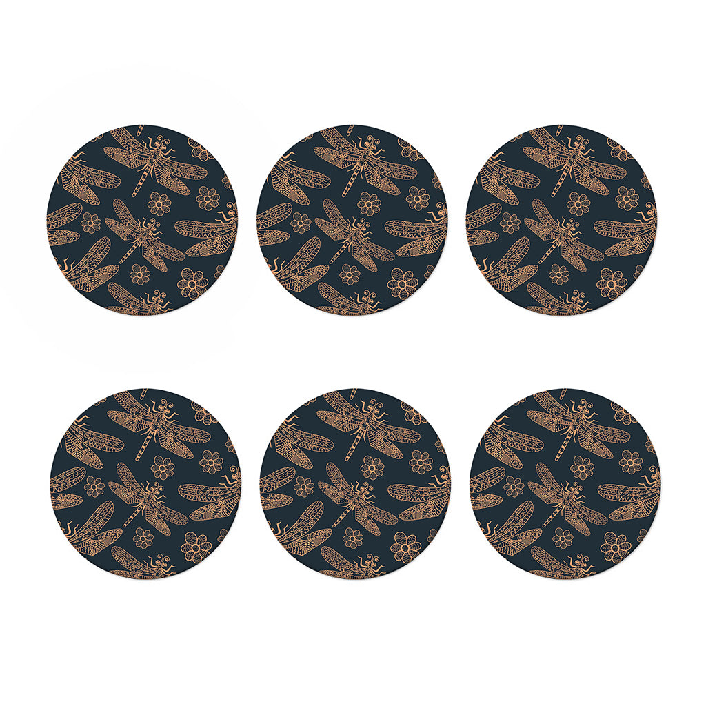 Vintage Dragonfly Pattern Print Coaster Set
