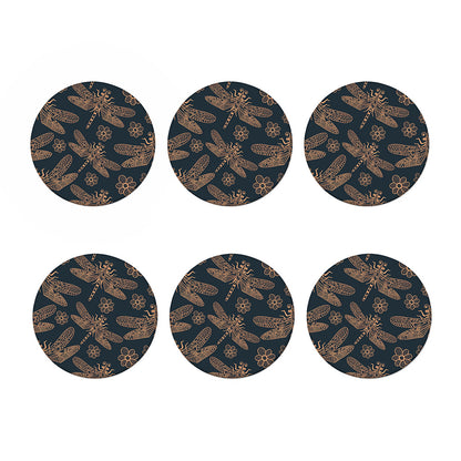 Vintage Dragonfly Pattern Print Coaster Set