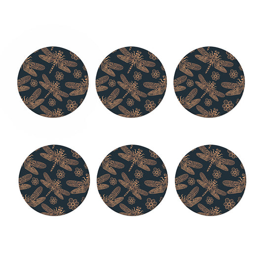 Vintage Dragonfly Pattern Print Coaster Set