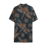 Vintage Dragonfly Pattern Print Cotton Hawaiian Shirt