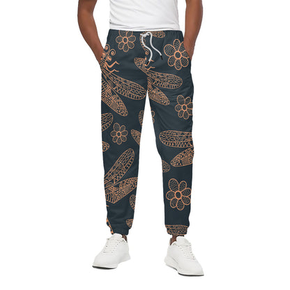 Vintage Dragonfly Pattern Print Cotton Pants