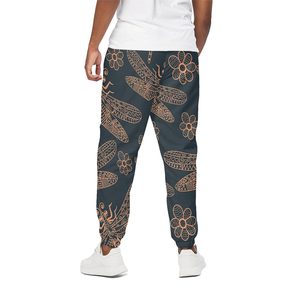 Vintage Dragonfly Pattern Print Cotton Pants