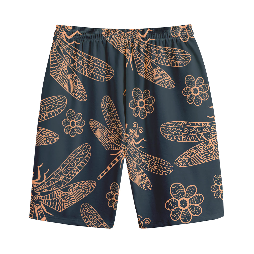 Vintage Dragonfly Pattern Print Cotton Shorts