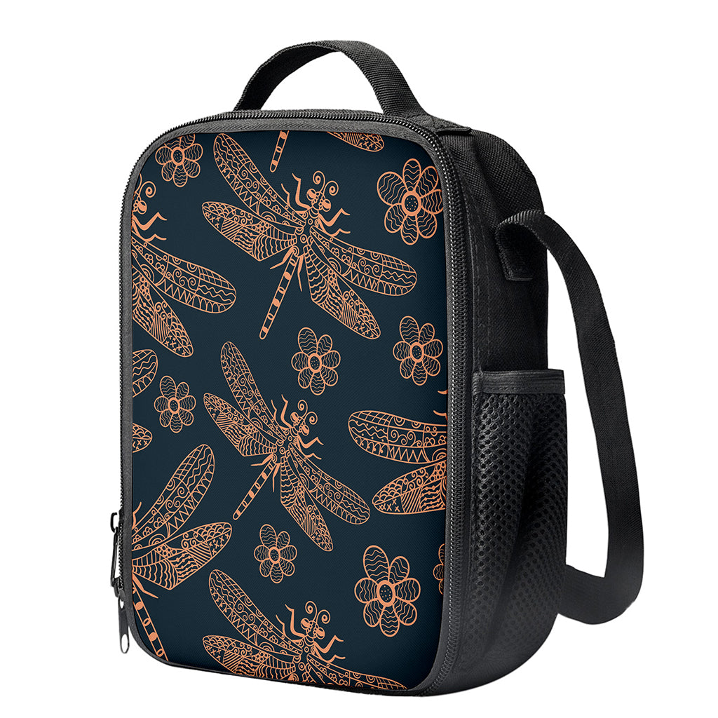Vintage Dragonfly Pattern Print Crossbody Lunch Bag