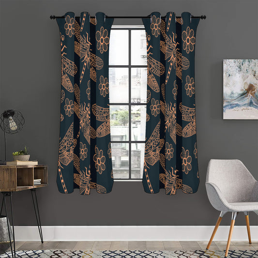 Vintage Dragonfly Pattern Print Curtain