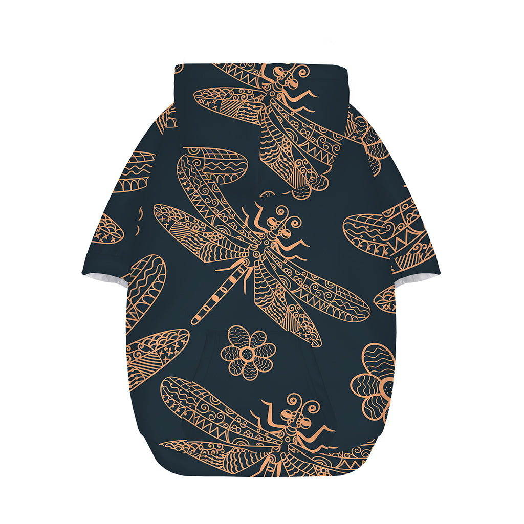 Vintage Dragonfly Pattern Print Dog Zip Up Hoodie