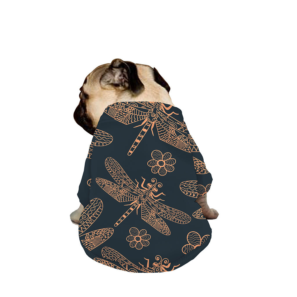 Vintage Dragonfly Pattern Print Dog Zip Up Jacket