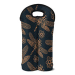 Vintage Dragonfly Pattern Print Double Neoprene Wine Tote