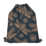 Vintage Dragonfly Pattern Print Drawstring Bag