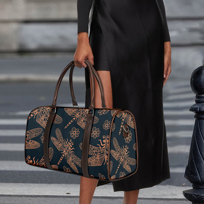 Vintage Dragonfly Pattern Print Duffle Bag