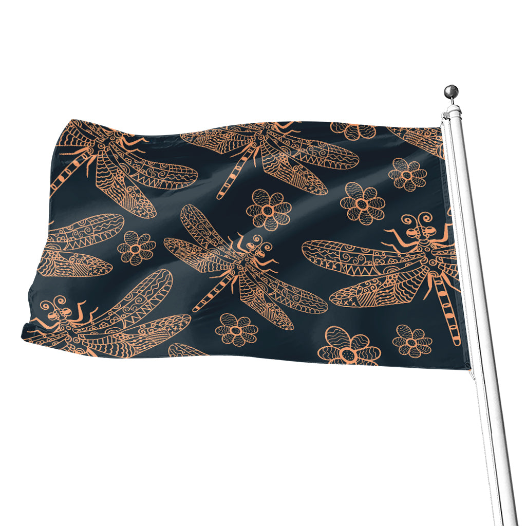 Vintage Dragonfly Pattern Print Flag