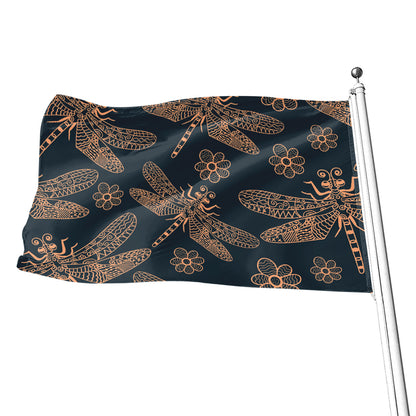 Vintage Dragonfly Pattern Print Flag