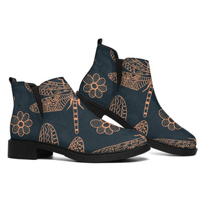 Vintage Dragonfly Pattern Print Flat Ankle Boots