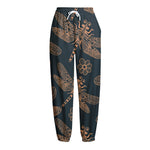 Vintage Dragonfly Pattern Print Fleece Lined Knit Pants