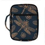 Vintage Dragonfly Pattern Print Front Pocket Bible Bag