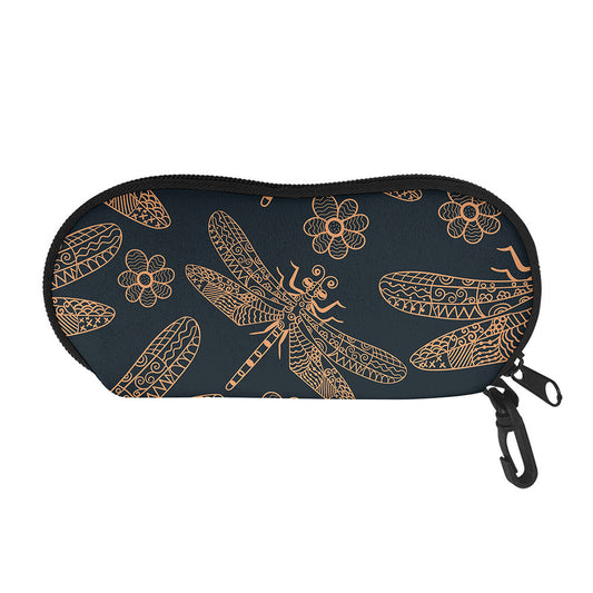 Vintage Dragonfly Pattern Print Glasses Case