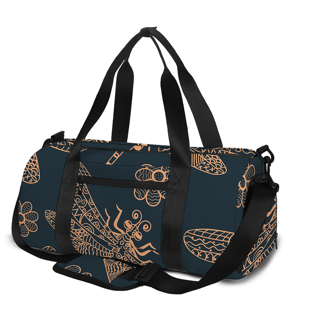 Vintage Dragonfly Pattern Print Gym Bag