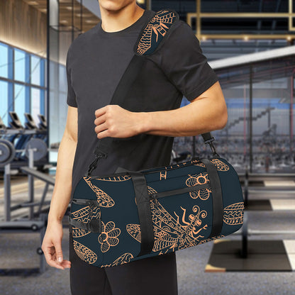Vintage Dragonfly Pattern Print Gym Bag
