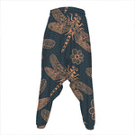 Vintage Dragonfly Pattern Print Hammer Pants