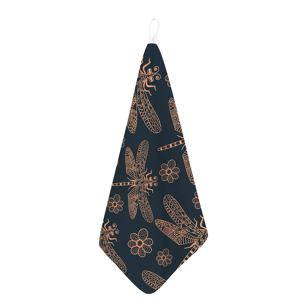 Vintage Dragonfly Pattern Print Hand Towel