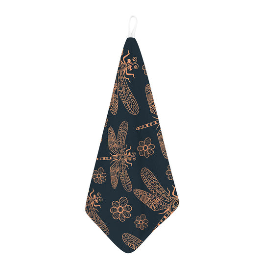 Vintage Dragonfly Pattern Print Hand Towel