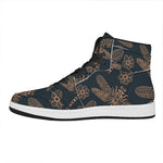 Vintage Dragonfly Pattern Print High Top Leather Sneakers